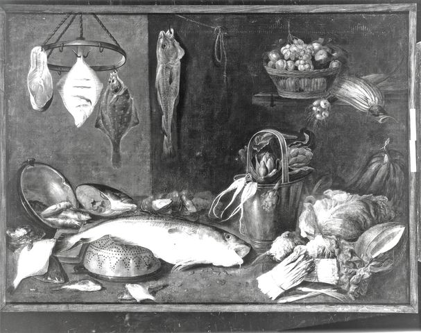 Sotheby's — Ijkens Frans - sec. XVII - Natura morta con pesci, frutta e ortaggi — insieme